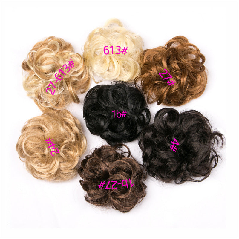 Europe, Japan, and South Korea popular hair bun fluffy natural drawstring curly hair ball head hair ring hair set female hair accessories chemical fiber hair Europe, Japan, and South Korea popular hair bun fluffy natural drawstring curly hair ball head hair ring hair set female hair accessories chemical fiber hair